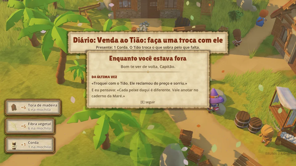 Cartão Enquanto você estava fora, em painel creme: bom te ver de volta, Capitão, e o que aconteceu da última vez.